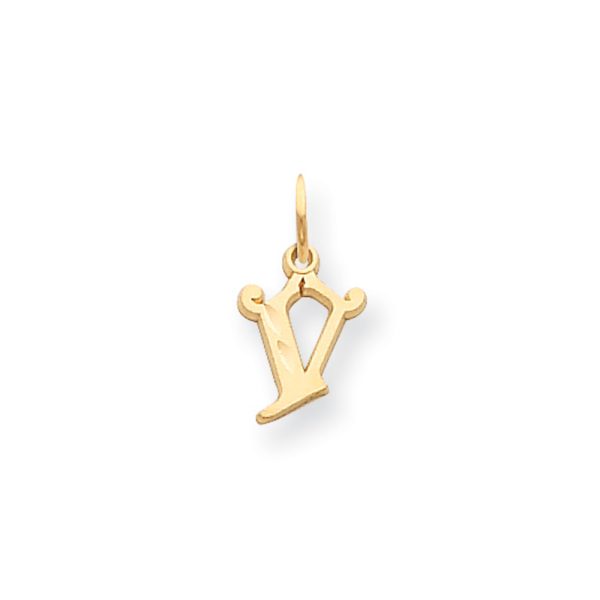 14k Yellow Gold, Isabelle Collection, Mini Letter V Initial Charm