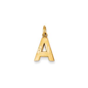 14k Yellow Gold, Julia Collection, Small Satin Block Initial A Pendant