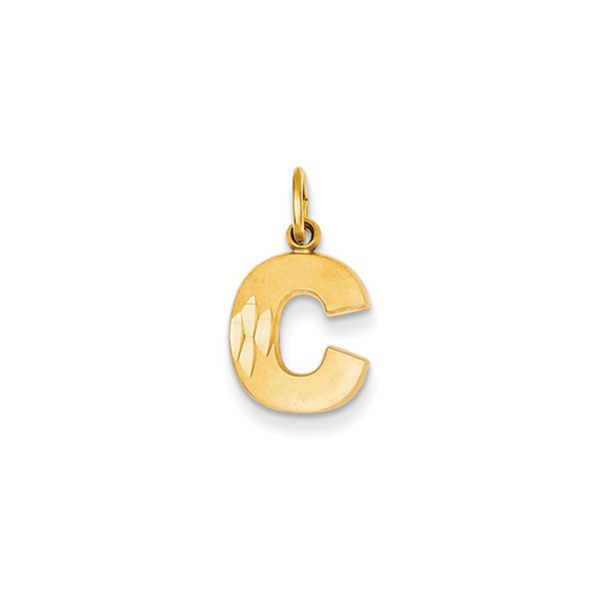 14k Yellow Gold, Julia Collection, Small Satin Block Initial C Pendant