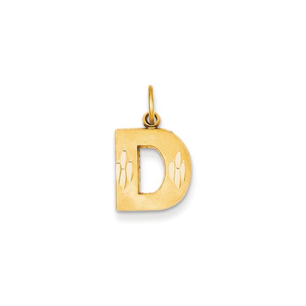 14k Yellow Gold, Julia Collection, Small Satin Block Initial D Pendant