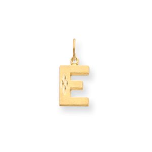 14k Yellow Gold, Julia Collection, Small Satin Block Initial E Pendant