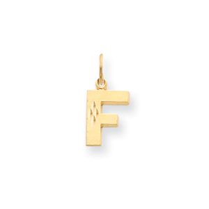 14k Yellow Gold, Julia Collection, Small Satin Block Initial F Pendant