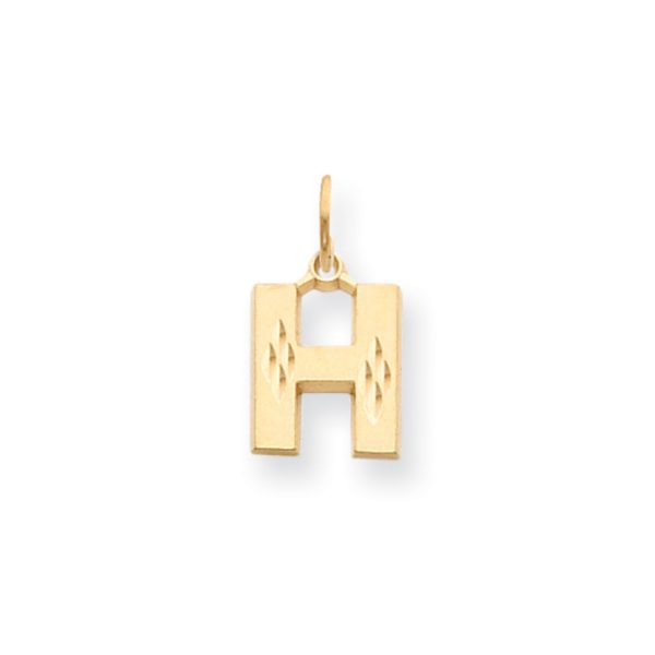 14k Yellow Gold, Julia Collection, Small Satin Block Initial H Pendant