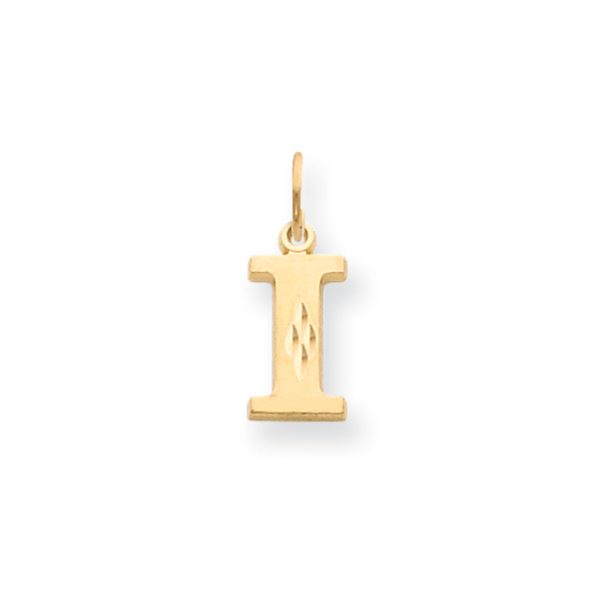 14k Yellow Gold, Julia Collection, Small Satin Block Initial I Pendant