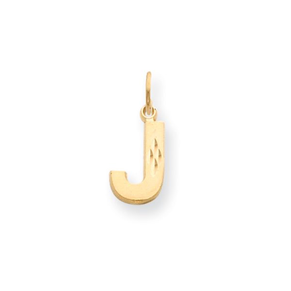 14k Yellow Gold, Julia Collection, Small Satin Block Initial J Pendant