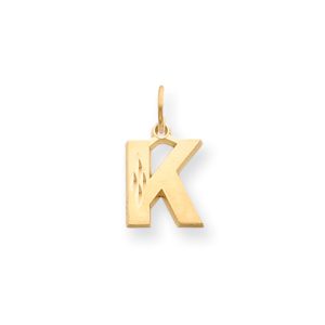 14k Yellow Gold, Julia Collection, Small Satin Block Initial K Pendant