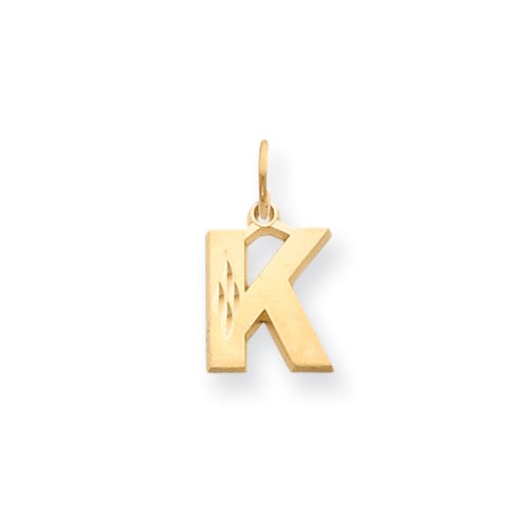 14k Yellow Gold, Julia Collection, Small Satin Block Initial K Pendant