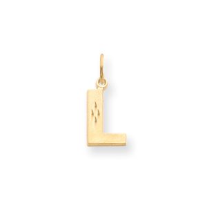 14k Yellow Gold, Julia Collection, Small Satin Block Initial L Pendant