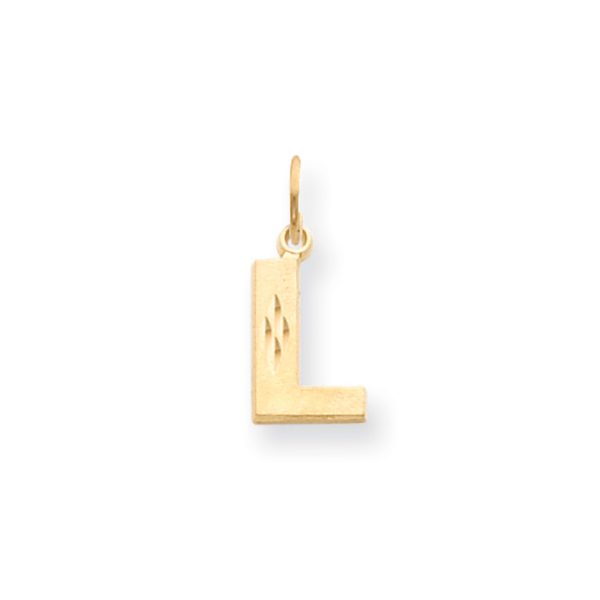 14k Yellow Gold, Julia Collection, Small Satin Block Initial L Pendant