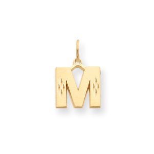 14k Yellow Gold, Julia Collection, Small Satin Block Initial M Pendant