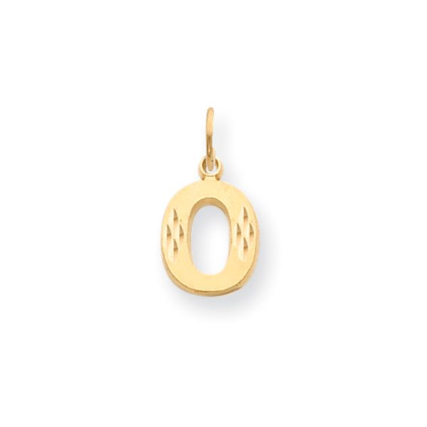 14k Yellow Gold, Julia Collection, Small Satin Block Initial O Pendant