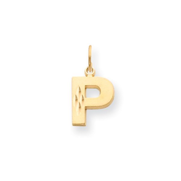 14k Yellow Gold, Julia Collection, Small Satin Block Initial P Pendant