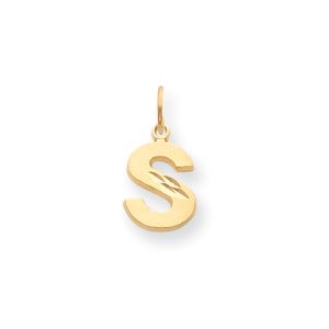 14k Yellow Gold, Julia Collection, Small Satin Block Initial S Pendant