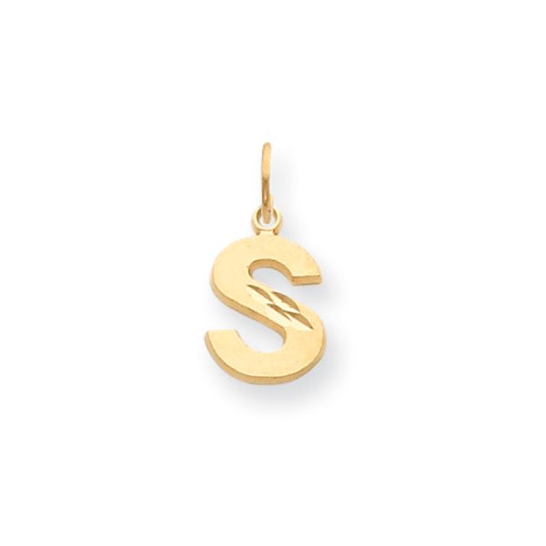 14k Yellow Gold, Julia Collection, Small Satin Block Initial S Pendant