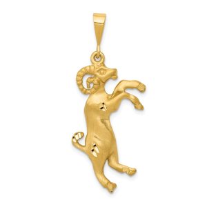 14k Yellow Gold Large Aries the Ram Zodiac Pendant