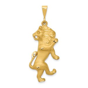 14k Yellow Gold Large Leo the Lion Zodiac Pendant