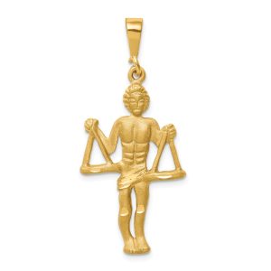 14k Yellow Gold Large Libra the Scale Zodiac Pendant