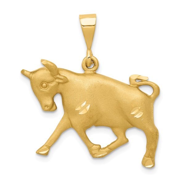 14k Yellow Gold Large Taurus the Bull Zodiac Pendant