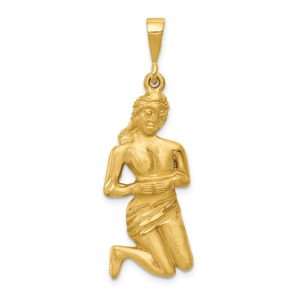 14k Yellow Gold Large Virgo the Virgin Zodiac Pendant