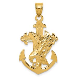 14k Yellow Gold Mariner Cross with Eagle Pendant