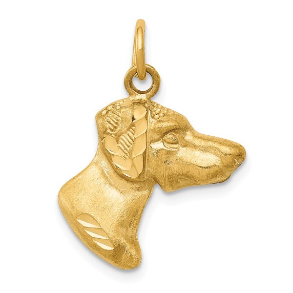 14k Yellow Gold Pointer Dog Head Pendant or Charm