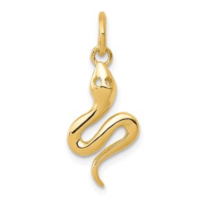 14k Yellow Gold Polished 3D Snake Charm