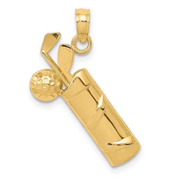 14k Yellow Gold Polished Golf Bag Pendant