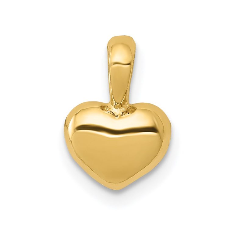 14k Yellow Gold Puffed Heart Pendant, 6mm