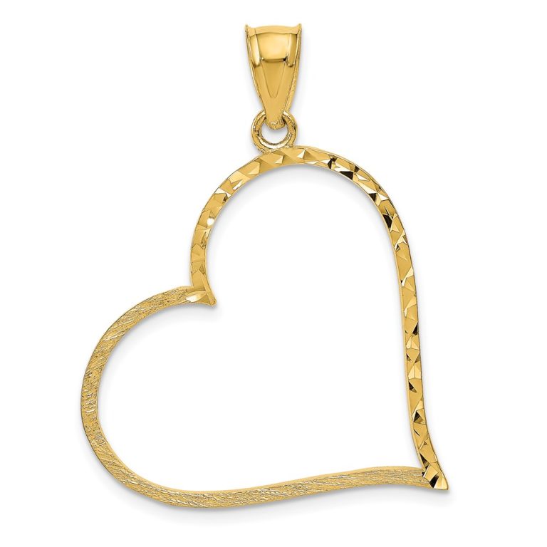 14k Yellow Gold Reversible Heart Pendant, 30mm