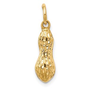 14k Yellow Gold Small 3D Peanut Charm