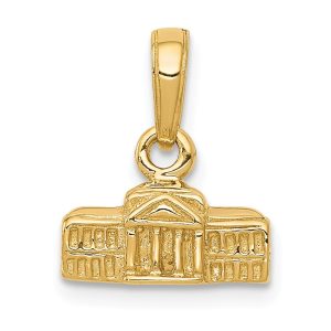 14k Yellow Gold Small 3D White House Pendant