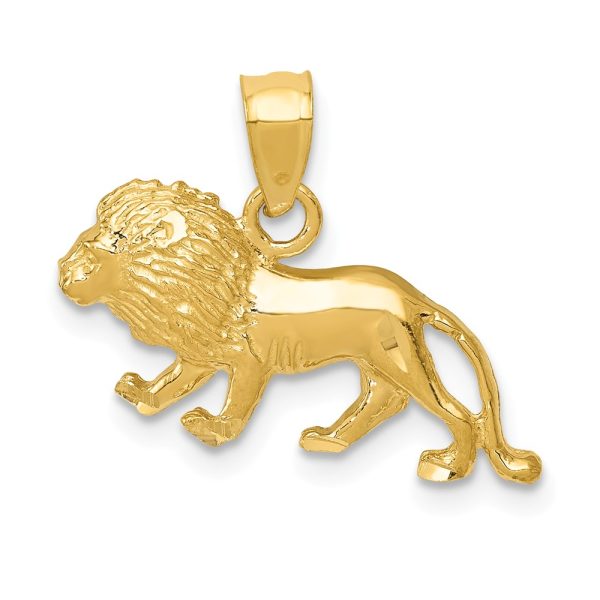 14k Yellow Gold Small Diamond Cut Lion Pendant