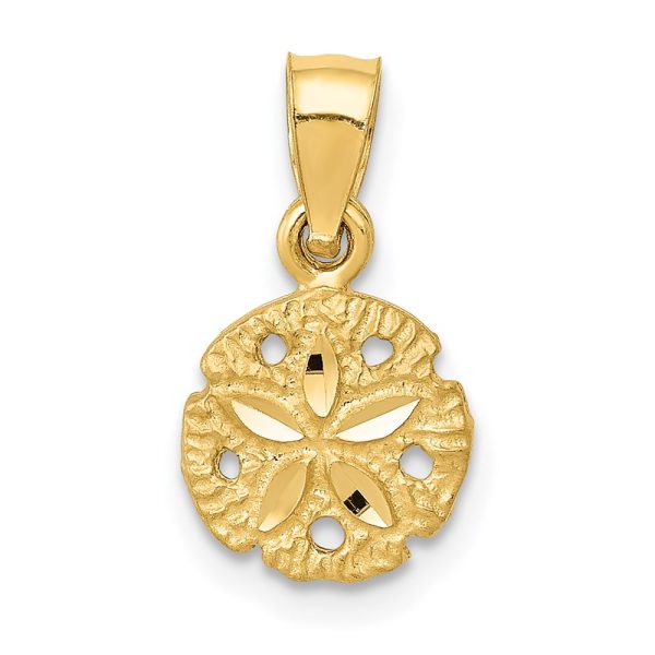 14k Yellow Gold Small Diamond Cut Sand Dollar Pendant