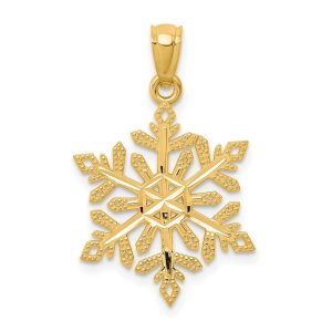 14k Yellow Gold, Snowflake Pendant