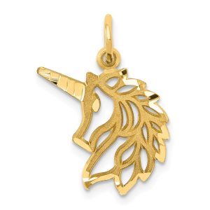 14k Yellow Gold Unicorn Head Silhouette Charm or Pendant