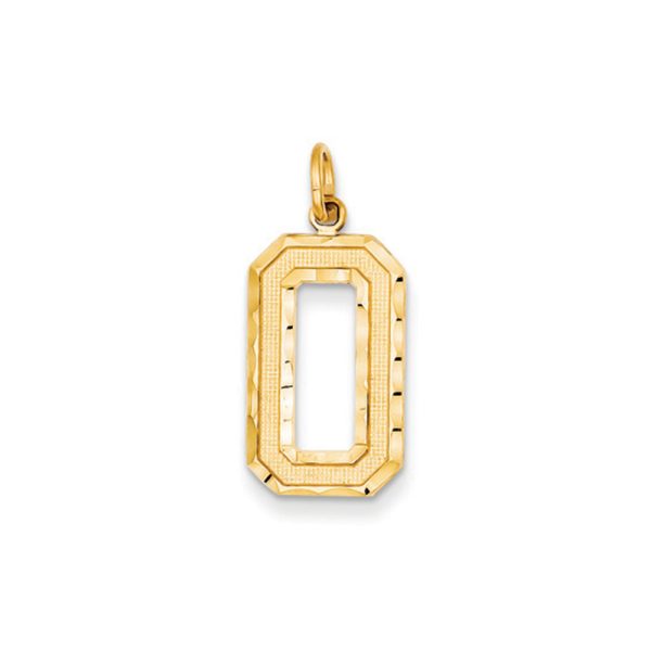 14k Yellow Gold, Varsity Collection, Large D/C Pendant Number 0