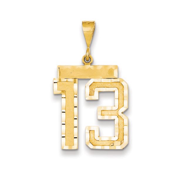 14k Yellow Gold, Varsity Collection, Large D/C Pendant Number 13