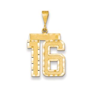 14k Yellow Gold, Varsity Collection, Large D/C Pendant Number 16