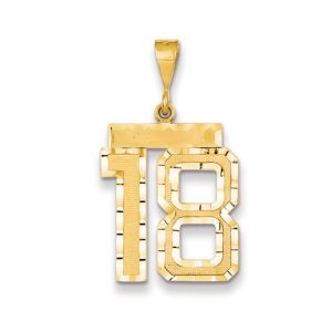 14k Yellow Gold, Varsity Collection, Large D/C Pendant Number 18