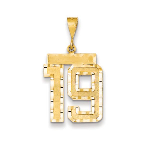 14k Yellow Gold, Varsity Collection, Large D/C Pendant Number 19