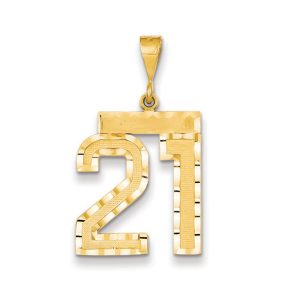 14k Yellow Gold, Varsity Collection, Large D/C Pendant Number 21