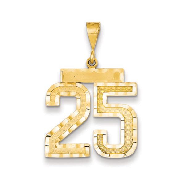 14k Yellow Gold, Varsity Collection, Large D/C Pendant Number 25