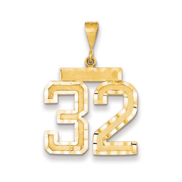 14k Yellow Gold, Varsity Collection, Large D/C Pendant Number 32