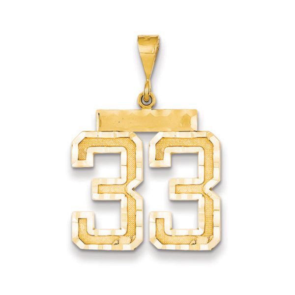 14k Yellow Gold, Varsity Collection, Large D/C Pendant Number 33