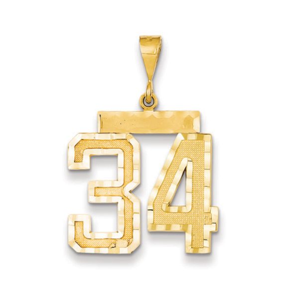 14k Yellow Gold, Varsity Collection, Large D/C Pendant Number 34