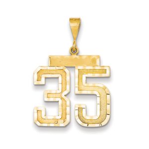 14k Yellow Gold, Varsity Collection, Large D/C Pendant Number 35