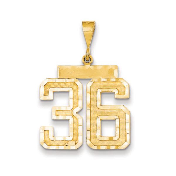 14k Yellow Gold, Varsity Collection, Large D/C Pendant Number 36