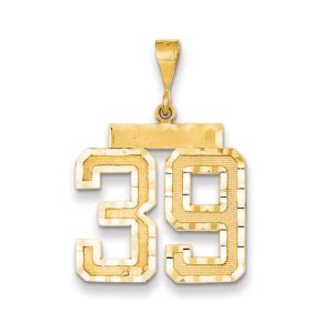 14k Yellow Gold, Varsity Collection, Large D/C Pendant Number 39