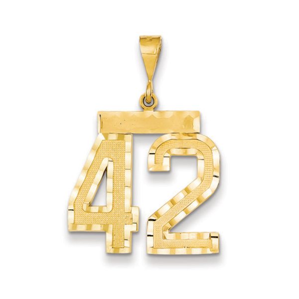 14k Yellow Gold, Varsity Collection, Large D/C Pendant Number 42