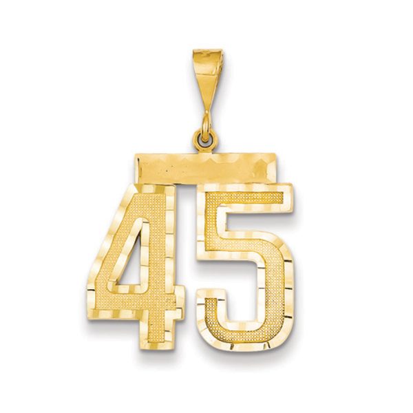 14k Yellow Gold, Varsity Collection, Large D/C Pendant Number 45